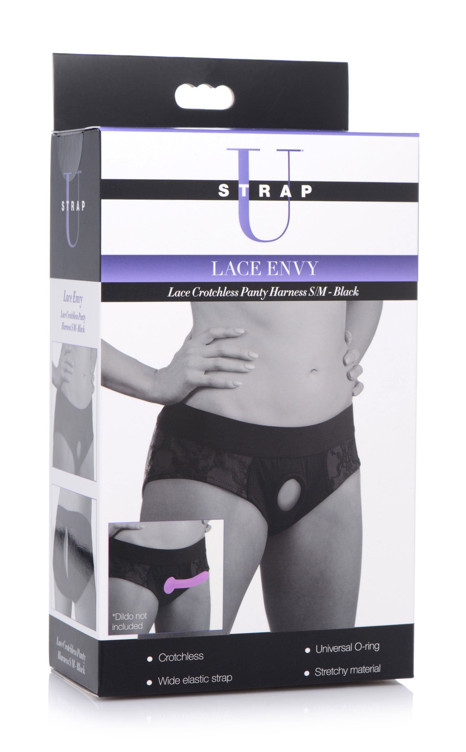 Lace Envy Black Crotchless Panty Harness - S/m - Not Very Vanilla