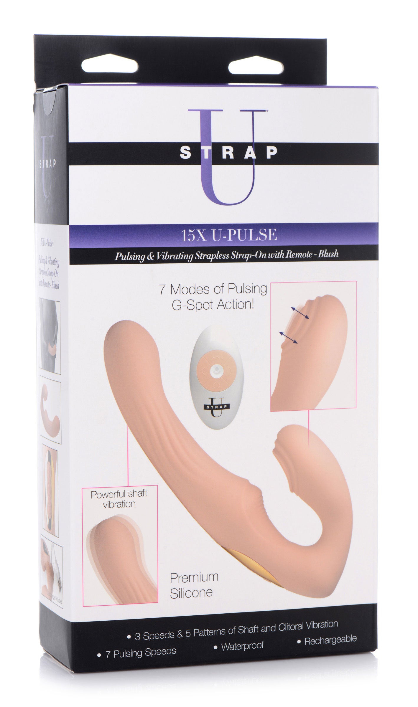 15x U-Pulse - Pulse and Vibe Strapless Strap-on With Remote - Blush - Not Very Vanilla