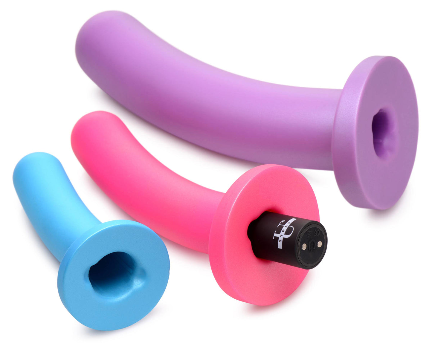 Triple Peg 28x Vibrating Silicone Dildo Set With Remote - Not Very Vanilla