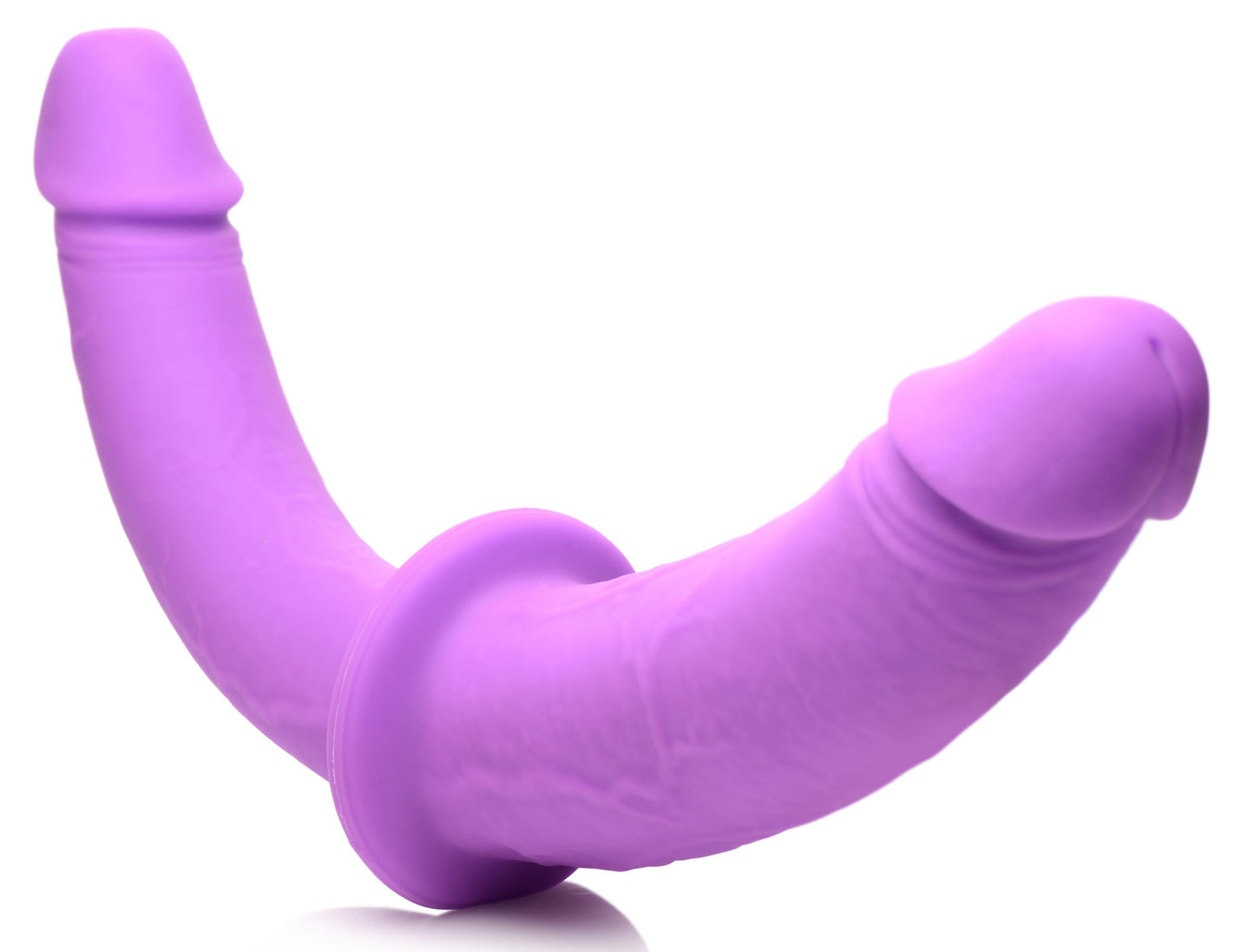 Double Charmer Silicone Double Dildo With Harness - Purple - Not Very Vanilla