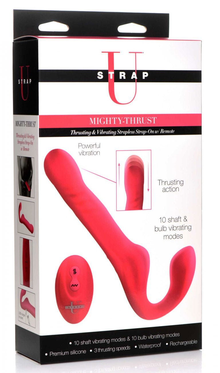 Mighty-Thrust Thrusting and Vibrating Strapless Strap-on With Remote - Pink - Not Very Vanilla