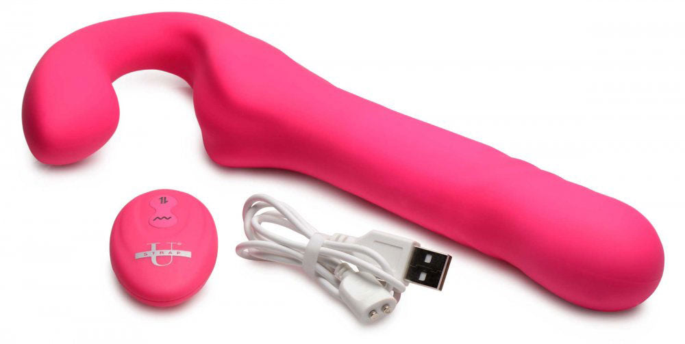 Mighty-Thrust Thrusting and Vibrating Strapless Strap-on With Remote - Pink - Not Very Vanilla