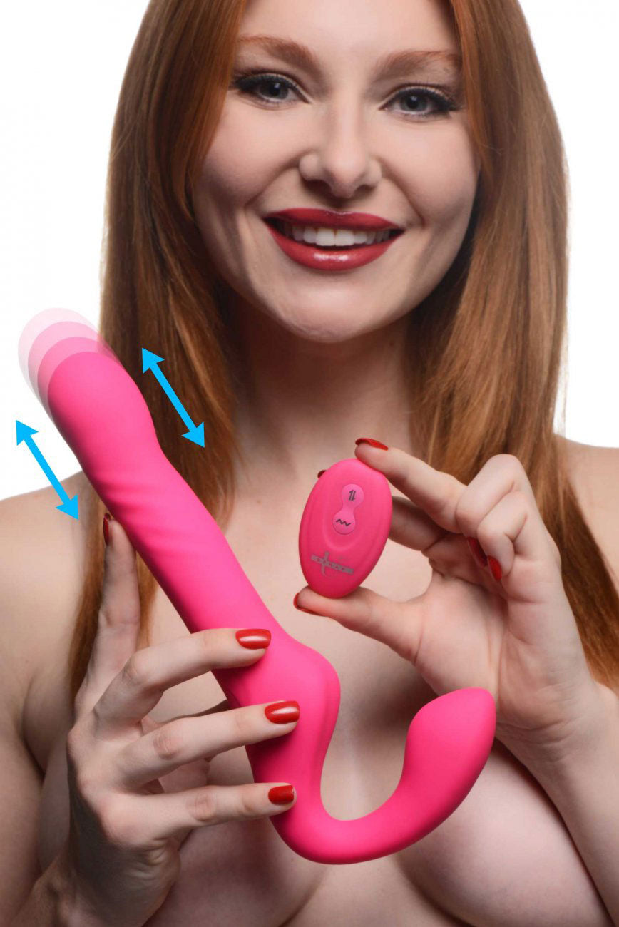 Mighty-Thrust Thrusting and Vibrating Strapless Strap-on With Remote - Pink - Not Very Vanilla