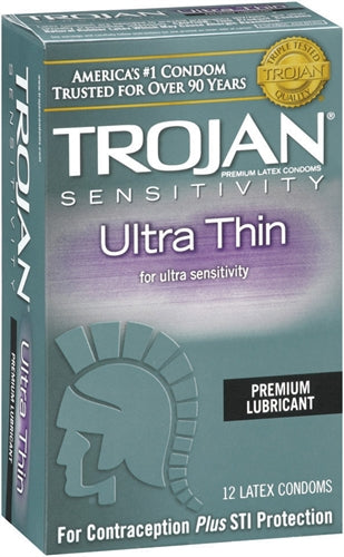 Trojan Sensitivity Ultra Thin Lubricated Condoms - 12 Pack - Not Very Vanilla