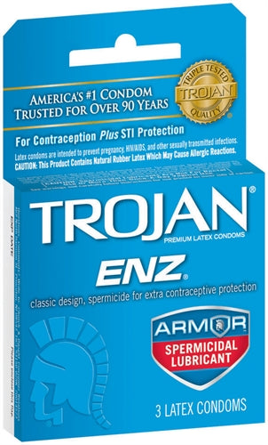 Trojan Enz Armor Spermicidal Lubricated Condoms - 3 Pack - Not Very Vanilla