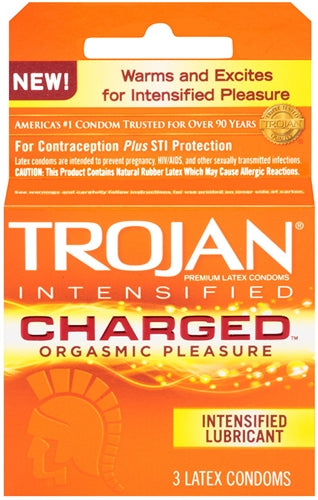 Trojan Intensified Charged Orgasmic Pleasure Condoms - 3 Pack - Not Very Vanilla