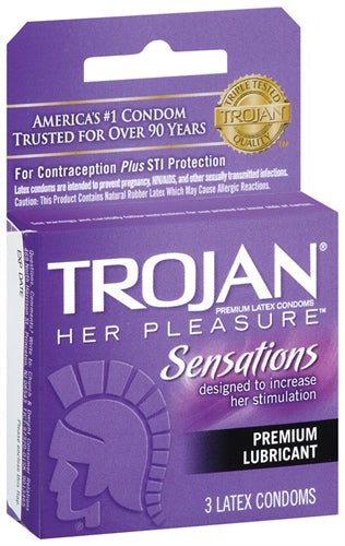 Trojan Her Pleasure Sensations Lubricated Condoms - 3 Pack - Not Very Vanilla