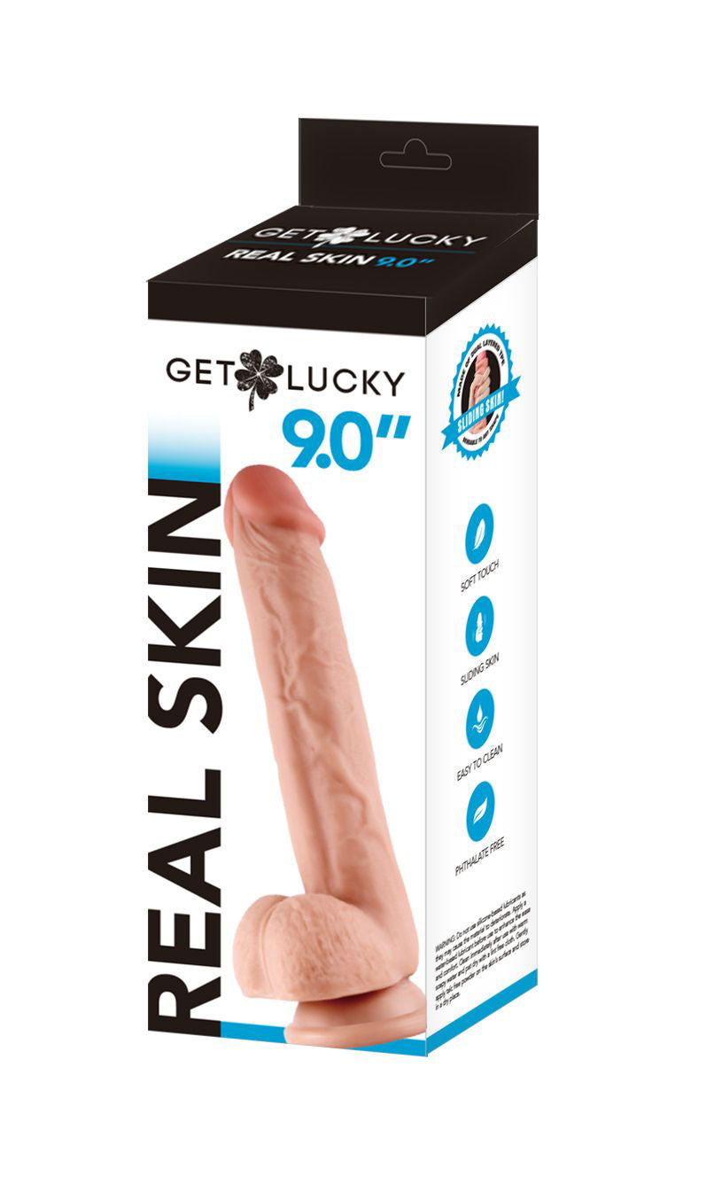 Get Lucky 9 Inch Real Skin Dildo - Not Very Vanilla