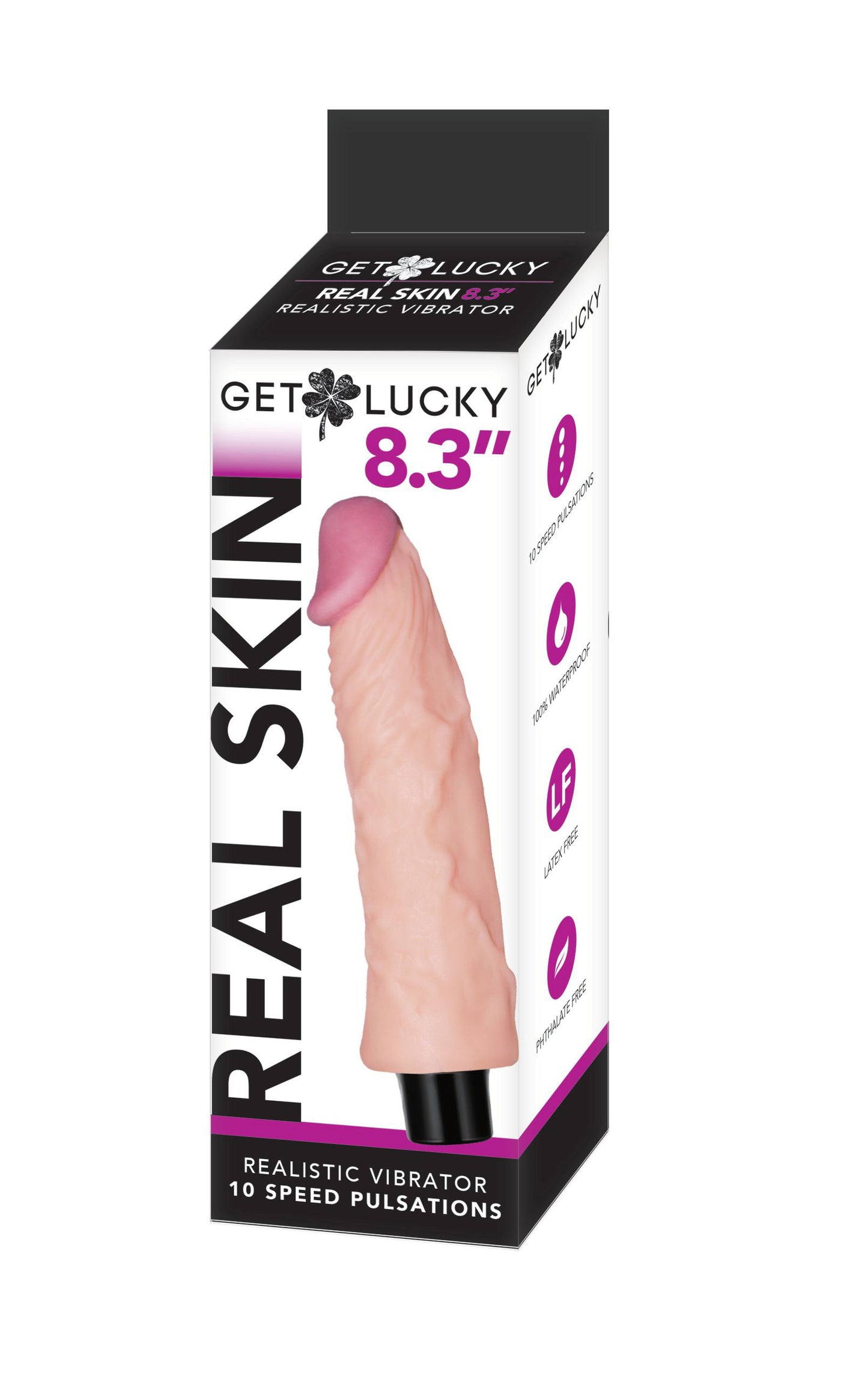 Get Lucky 8.3 Inch Real Skin Dildo Realistic Vibrator 10 Speed