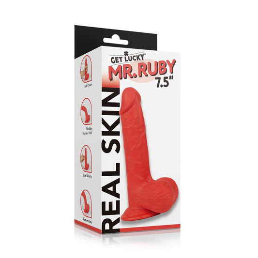 Get Lucky Ms. Ruby 7.5 Inch Dildo - Red - Not Very Vanilla