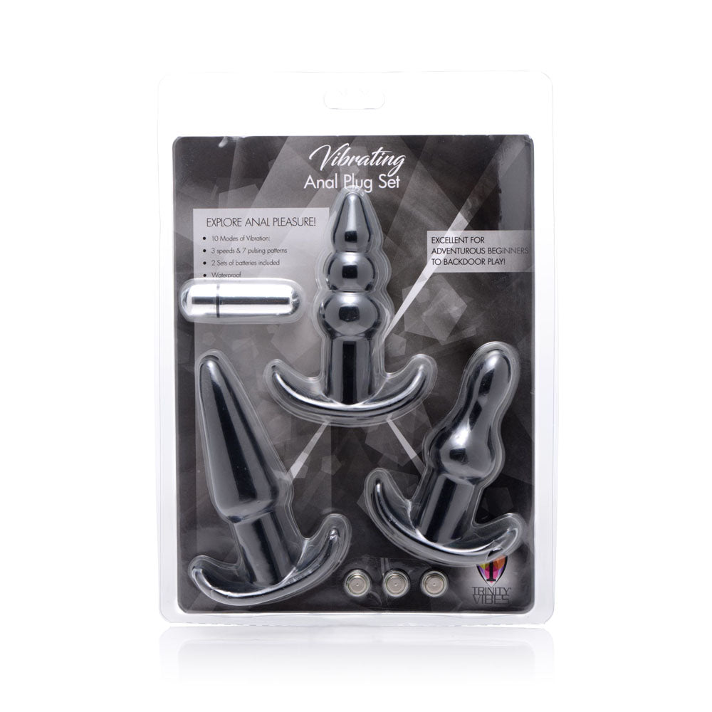 4 Piece Vibrating Anal Plug Set - Black - Not Very Vanilla