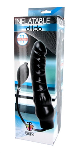 Inflatable 11 Inch Super Dong - Black - Not Very Vanilla