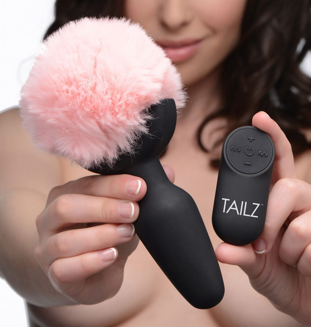 Pink Bunny Tail Vibrating Anal Plug - Not Very Vanilla