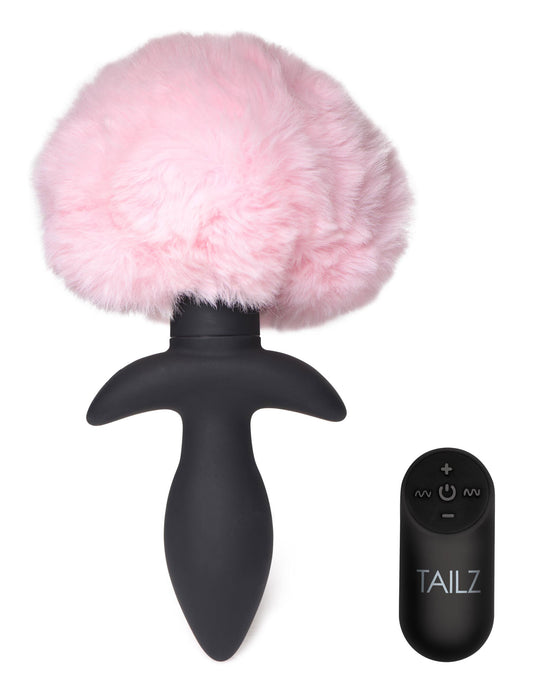 Waggerz Moving and Vibrating Bunny Tail Anal Plug - Pink - Not Very Vanilla