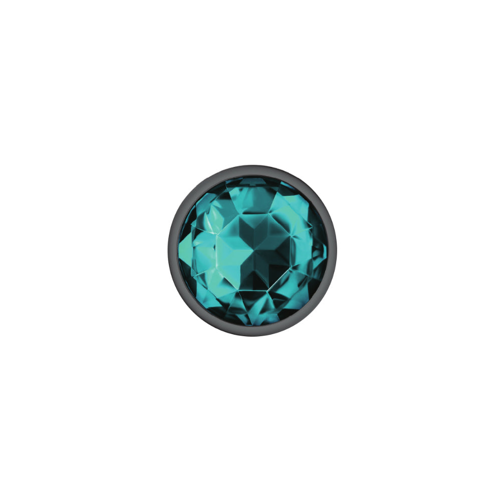 Cheeky Charms-Gunmetal Metal Butt Plug- Round-Teal-Small - Not Very Vanilla