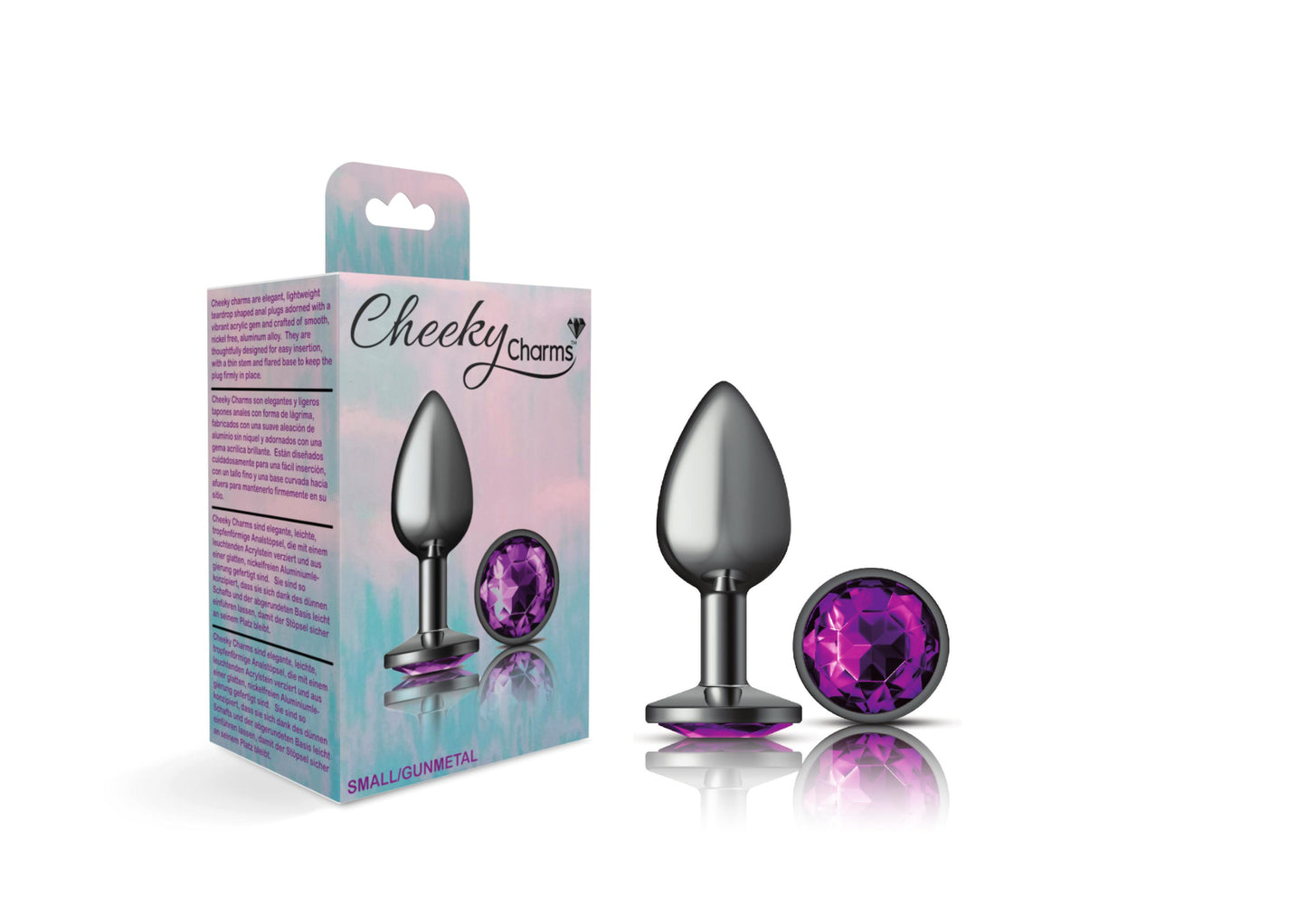 Cheeky Charms-Gunmetal Metal Butt Plug- Round-Deep Purple-Small - Not Very Vanilla