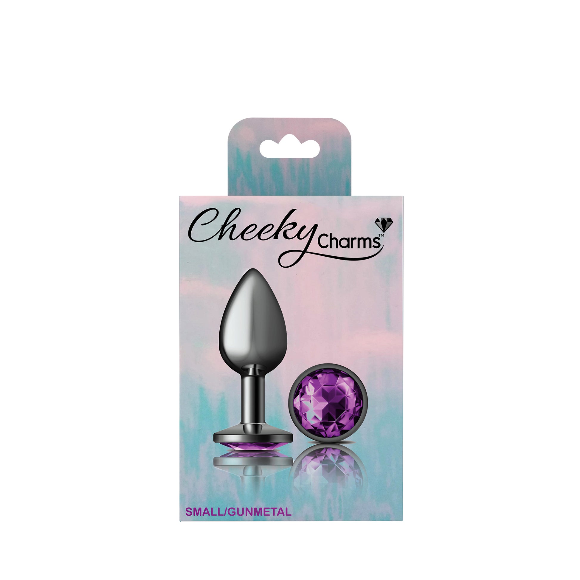 Cheeky Charms-Gunmetal Metal Butt Plug- Round-Deep Purple-Small - Not Very Vanilla