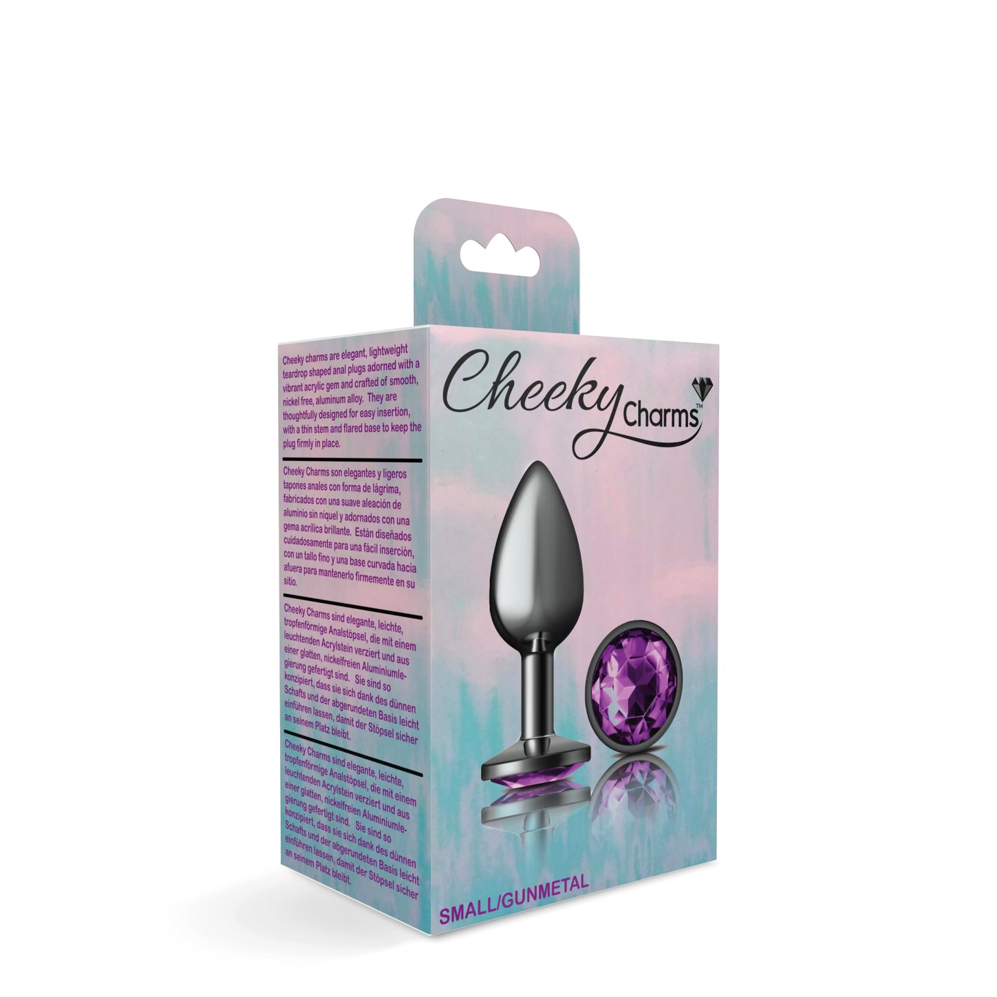 Cheeky Charms-Gunmetal Metal Butt Plug- Round-Deep Purple-Small - Not Very Vanilla