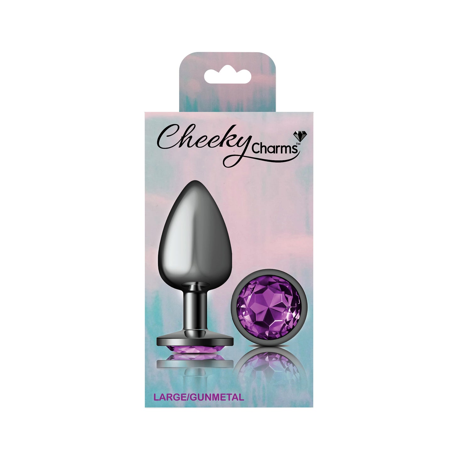 Cheeky Charms-Gunmetal Metal Butt Plug- Round-Deep Purple-Large - Not Very Vanilla