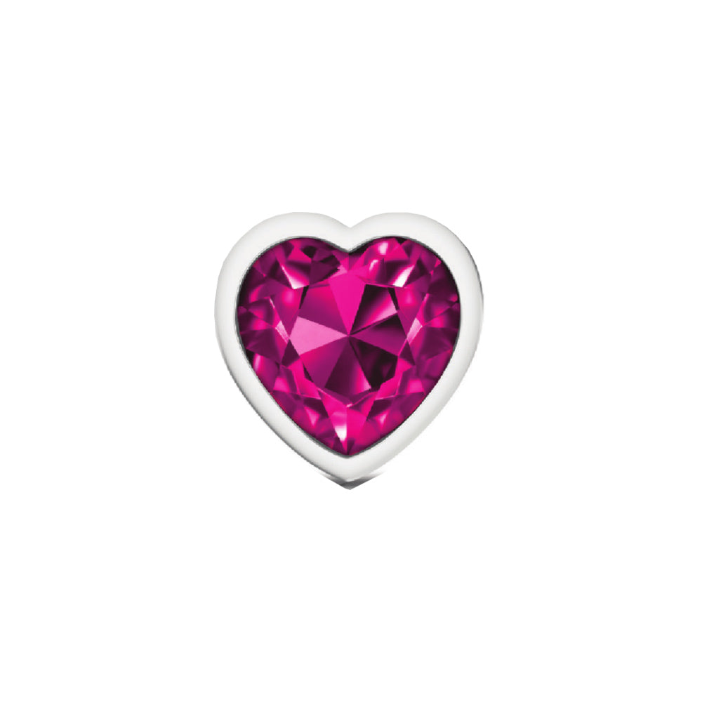 Cheeky Charms-Silver Metal Butt Plug- Heart-Bright Pink-Small - Not Very Vanilla