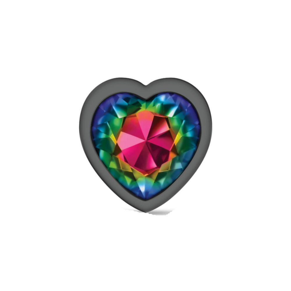 Cheeky Charms-Gunmetal Metal Butt Plug- Heart-Rainbow-Large - Not Very Vanilla