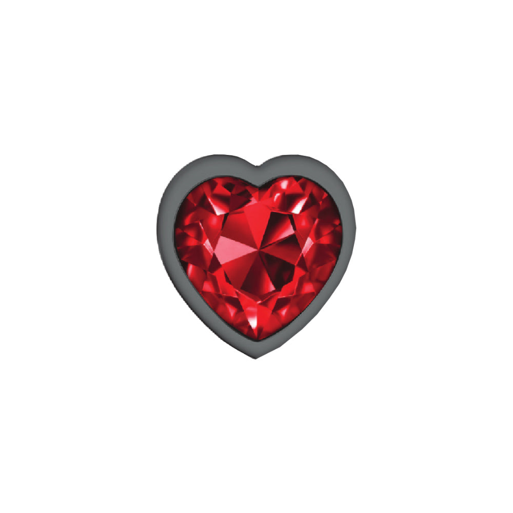 Cheeky Charms-Gunmetal Metal Butt Plug- Heart-Dark Red-Small - Not Very Vanilla