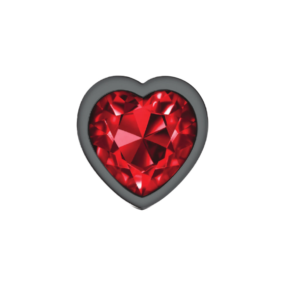 Cheeky Charms-Gunmetal Metal Butt Plug- Heart-Dark Red-Large - Not Very Vanilla