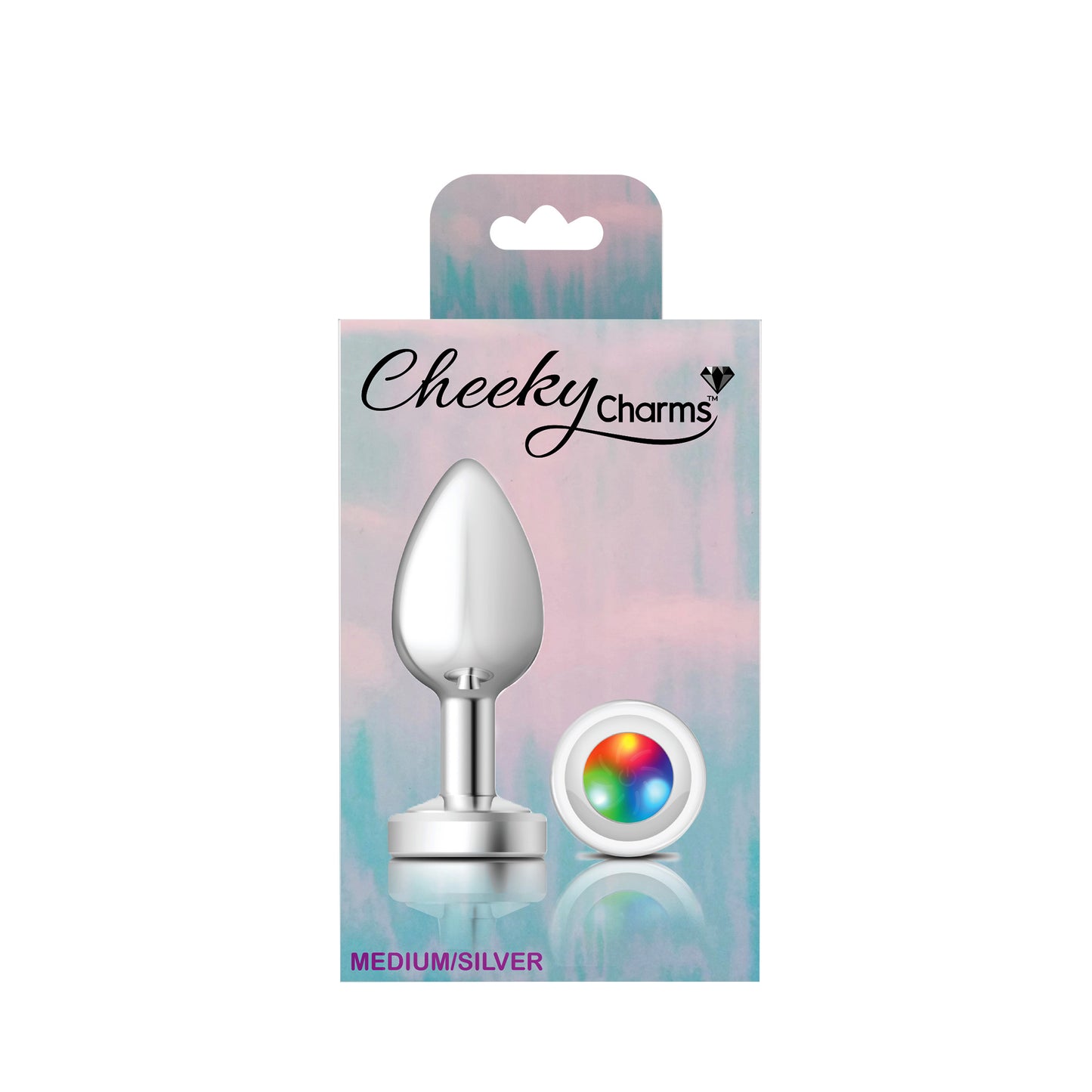 Cheeky Charms-Silver Metal Butt Plug- Light Up-Medium - Not Very Vanilla