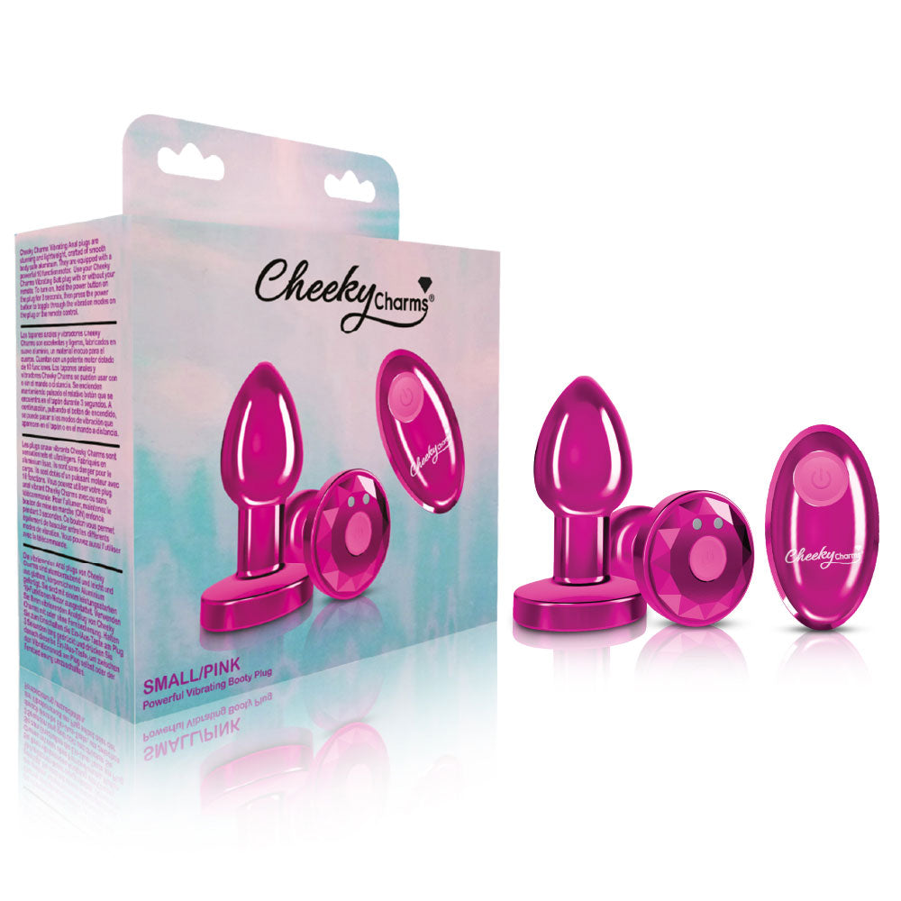 Cheeky Charms - Rechargeable Vibrating Metal Butt Plug With Remote Control - Pink - Small - Not Very Vanilla