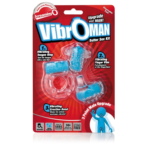 Screaming O Vibro Man - Each - Blue - Not Very Vanilla