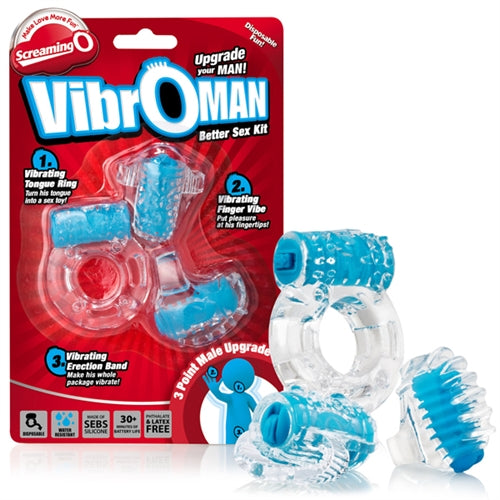 Screaming O Vibro Man - Each - Blue - Not Very Vanilla