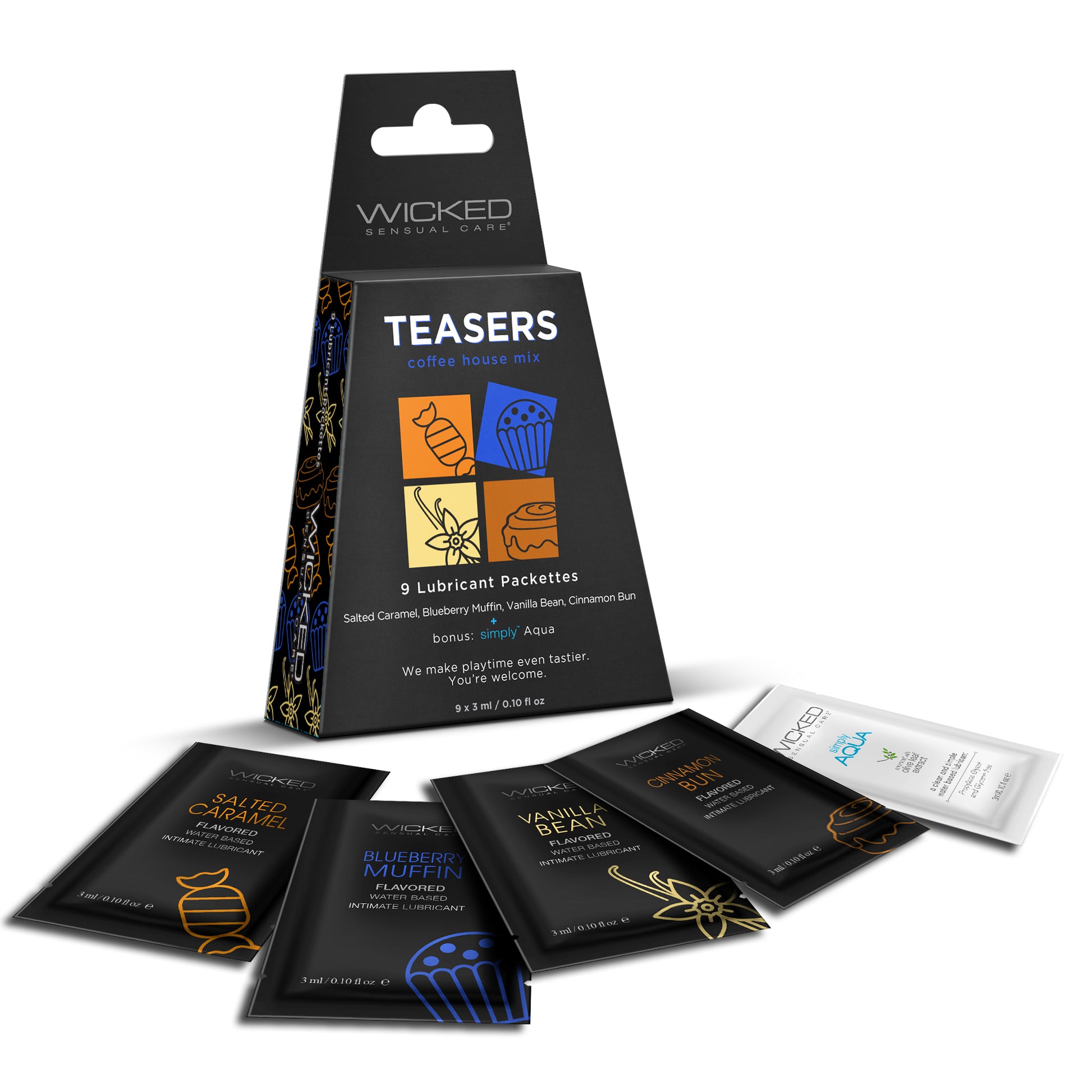 Teasers Coffee House Mix - 9 Lubricant Packettes - 2 Each - Not Very Vanilla