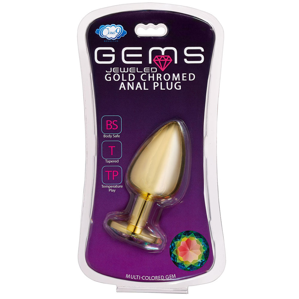 Cloud 9 Novelties Anal Gems Jeweled Gold Chromed - Large - Not Very Vanilla