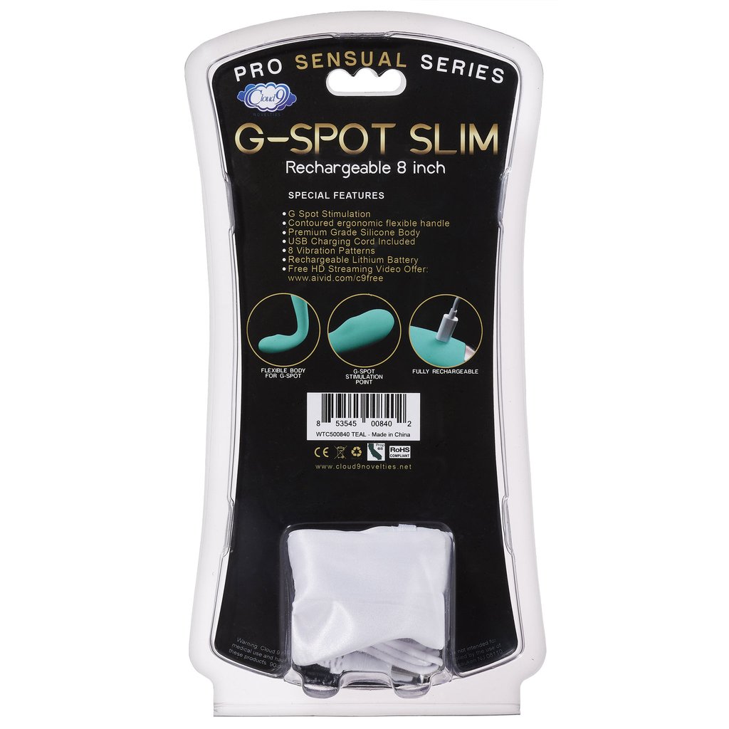 Cloud 9 Novelties G-Spot Slim 8 Inch Flexible Body Vibrator - Teal - Not Very Vanilla