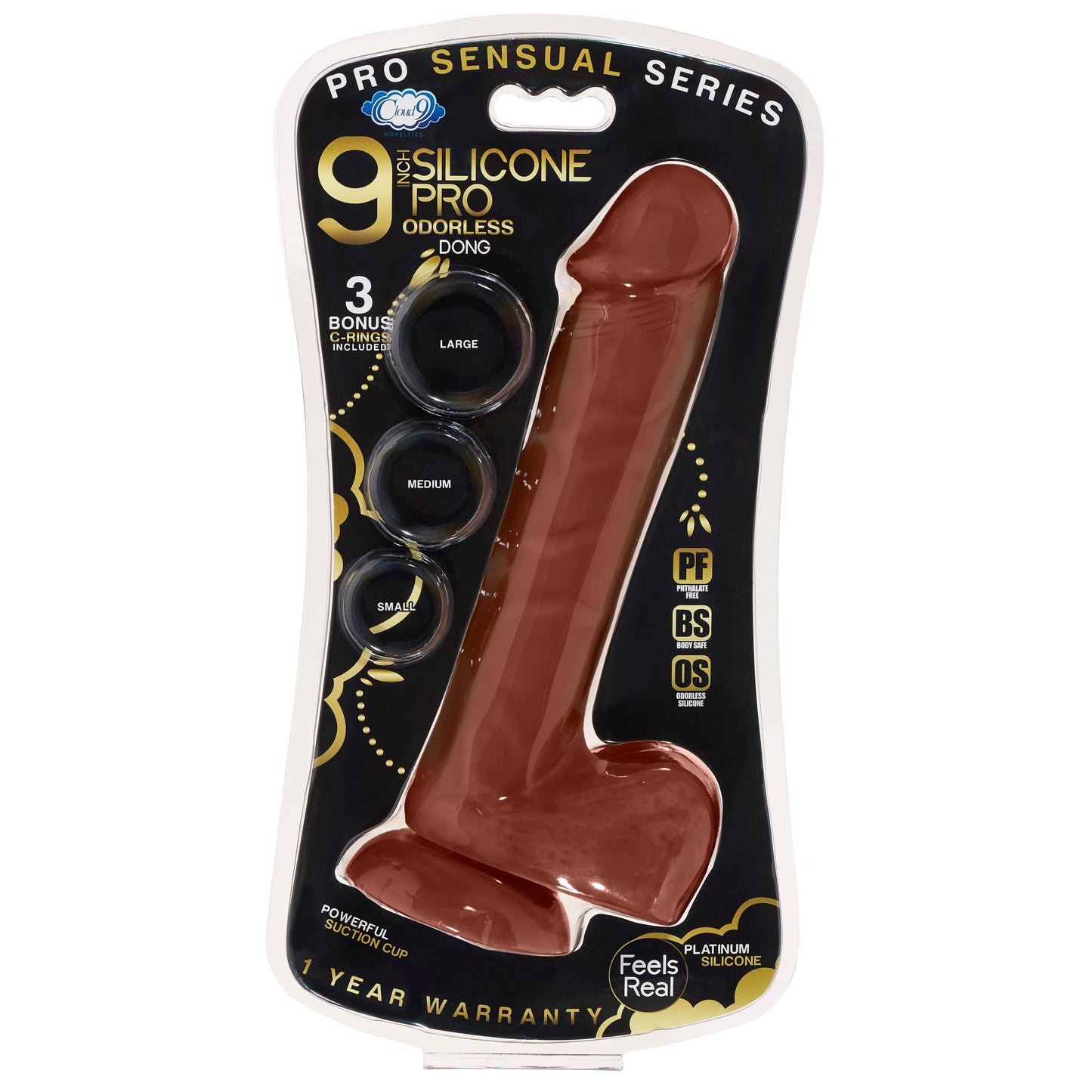 9 Inch Silicone Pro Odorless Dong - Brown - Not Very Vanilla