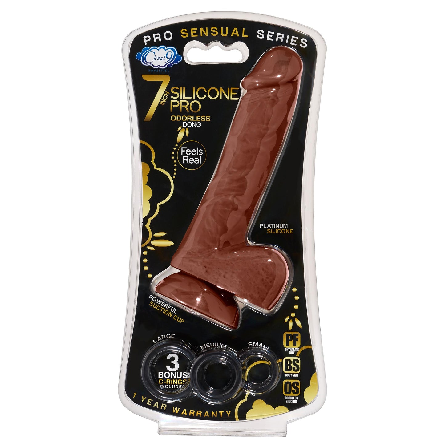 7 Inch Silicone Pro Odorless Dong - Brown - Not Very Vanilla