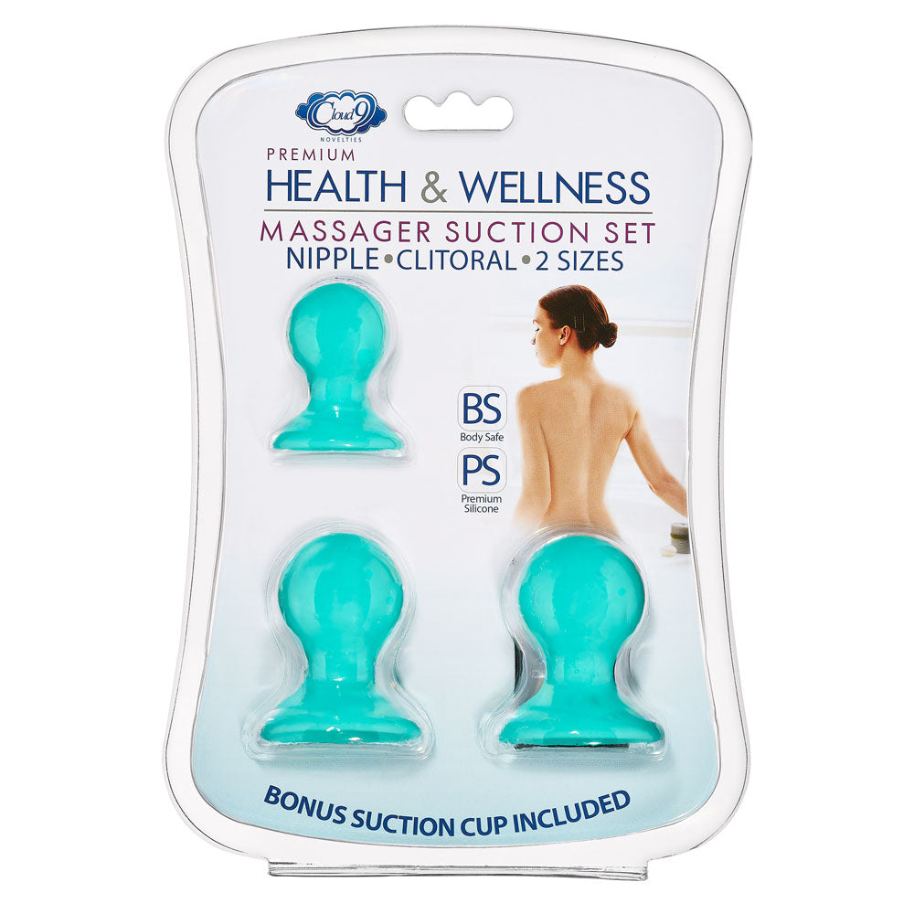 Cloud 9 Health and Wellness Nipple and Clitoral Massager Suction Set - Teal - Not Very Vanilla