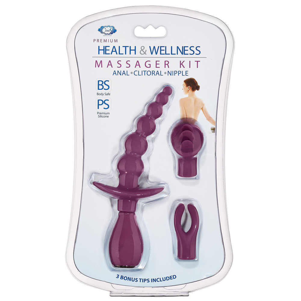 Cloud 9 Health and Wellness Anal Clitoral and Nipple Massager Kit - Purple - Not Very Vanilla