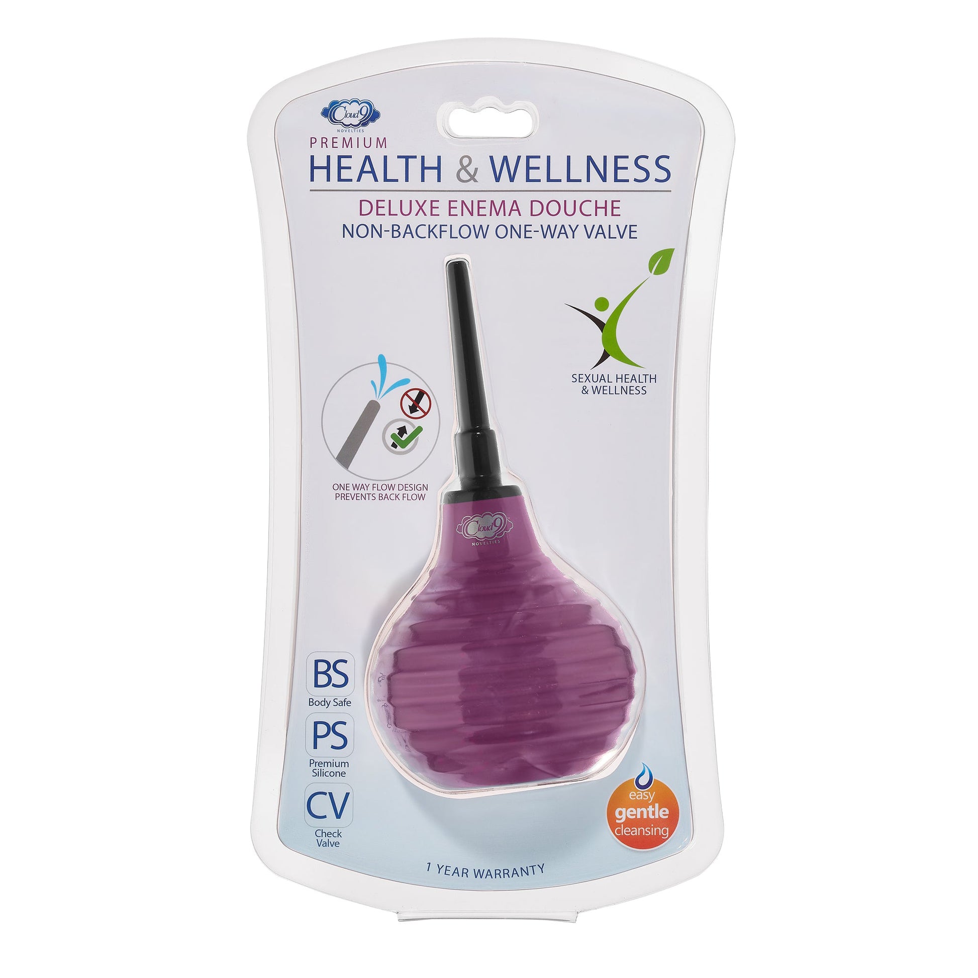 Health and Wellness Deluxe Enema Douche Non- Backflow One-Way Valve - 7.9 Fl. Oz. - Plum - Not Very Vanilla