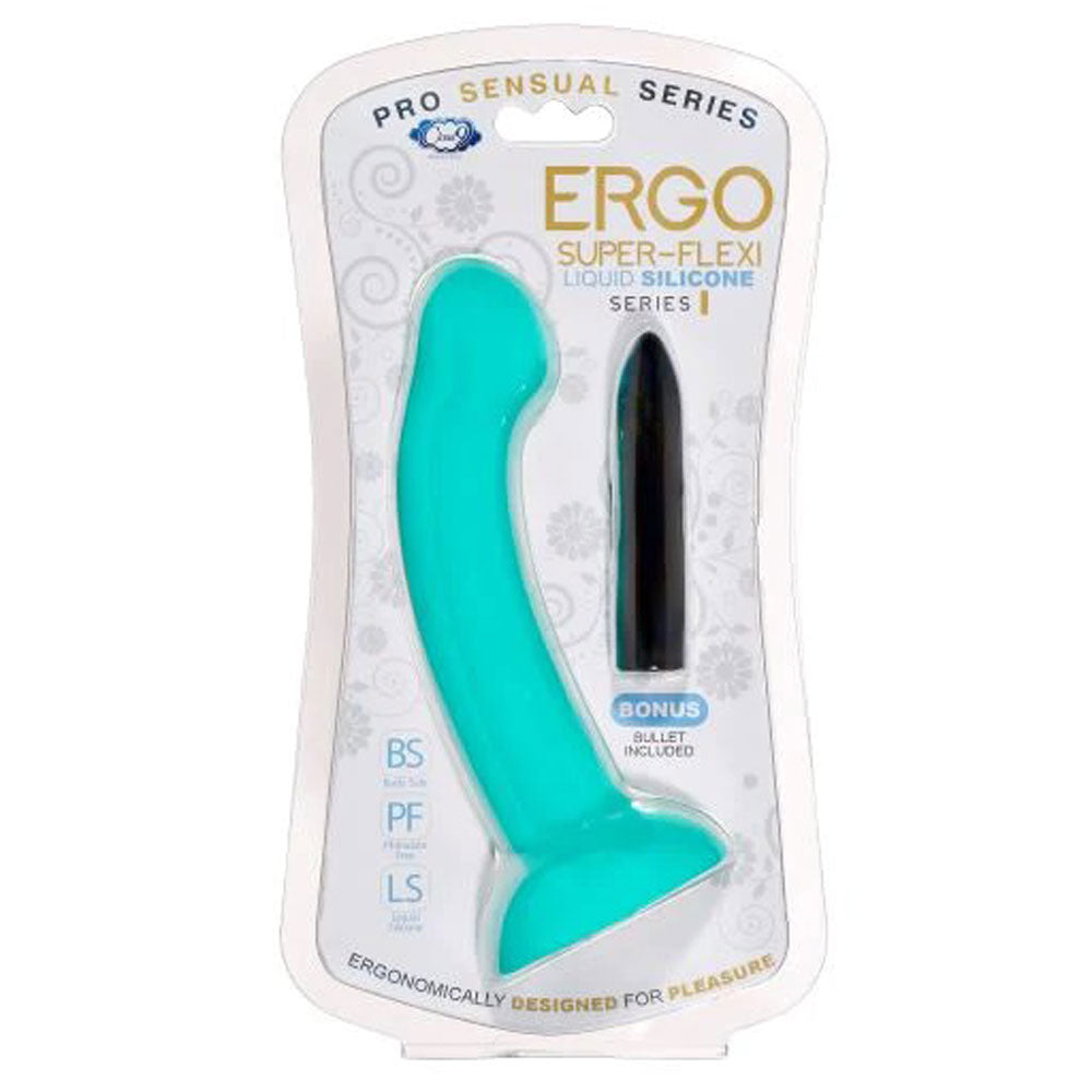 Ergo Super Flexi I Dong Soft and Flexible Liquid Silicone With Vibrator - Teal - Not Very Vanilla