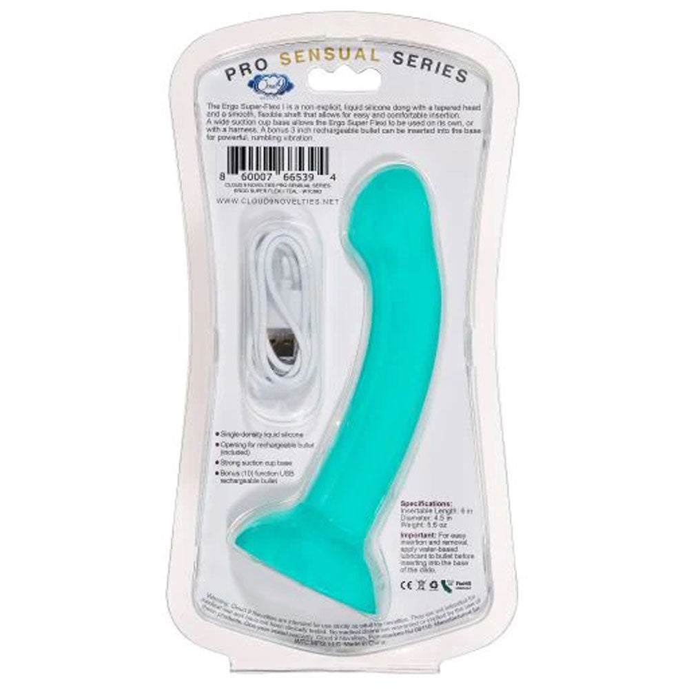 Ergo Super Flexi I Dong Soft and Flexible Liquid Silicone With Vibrator - Teal - Not Very Vanilla