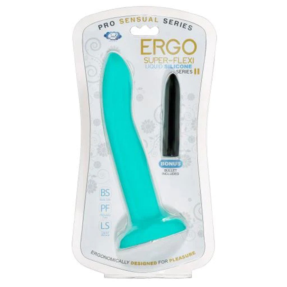 Ergo Super Flexi II Dong Soft and Flexible Liquid Silicone With Vibrator - Teal - Not Very Vanilla