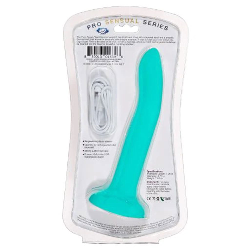 Ergo Super Flexi II Dong Soft and Flexible Liquid Silicone With Vibrator - Teal - Not Very Vanilla