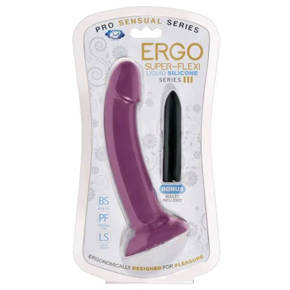 Ergo Super Flexi III Dong Soft and Flexible Liquid Silicone With Vibrator - Plum - Not Very Vanilla