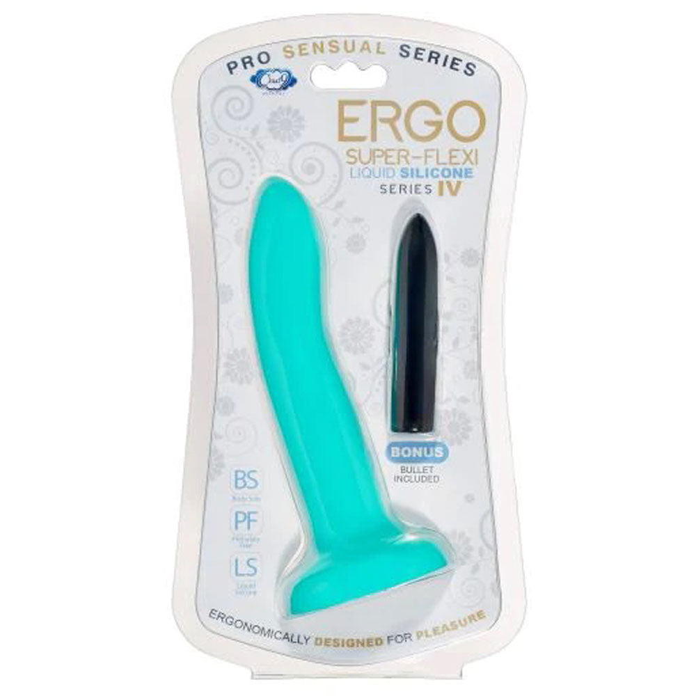 Ergo Super Flexi IV Dong Soft and Flexible Liquid Silicone With Vibrator - Teal - Not Very Vanilla