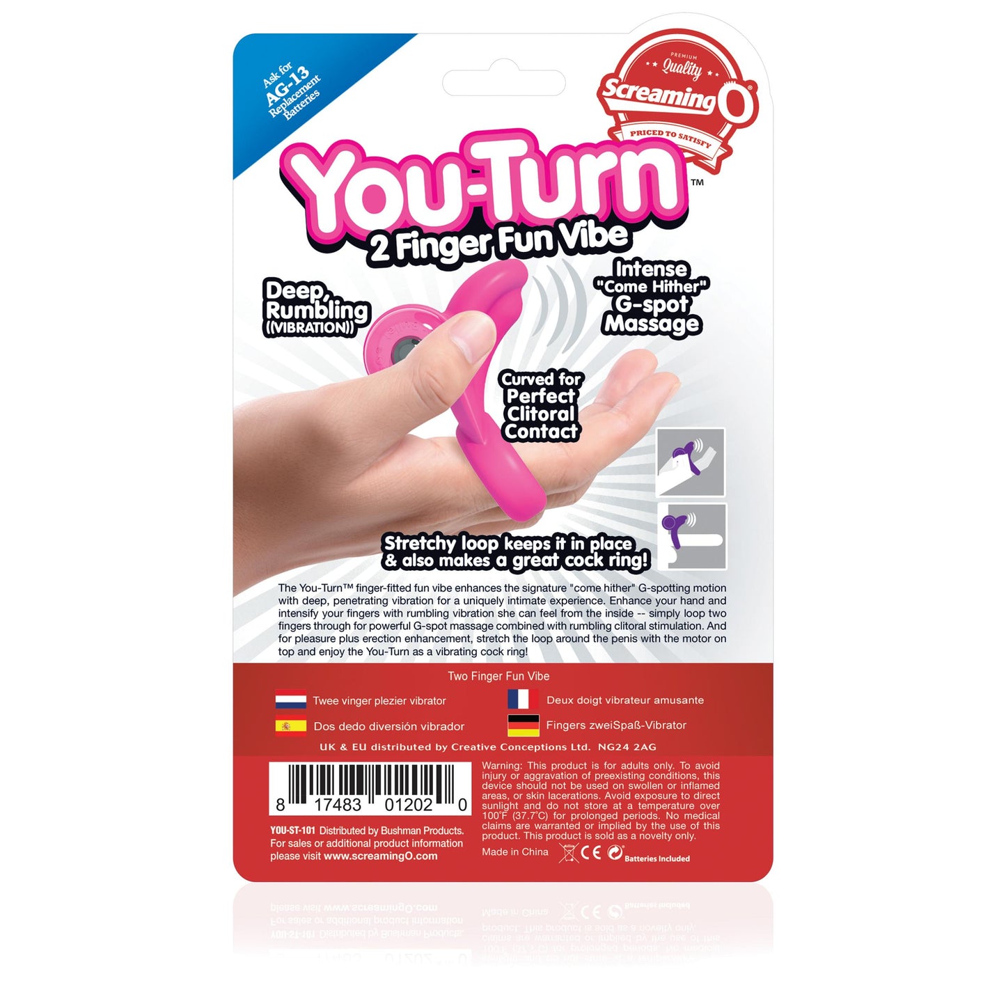 You-Turn 2 Finger Fun Vibe - Strawberry - Not Very Vanilla