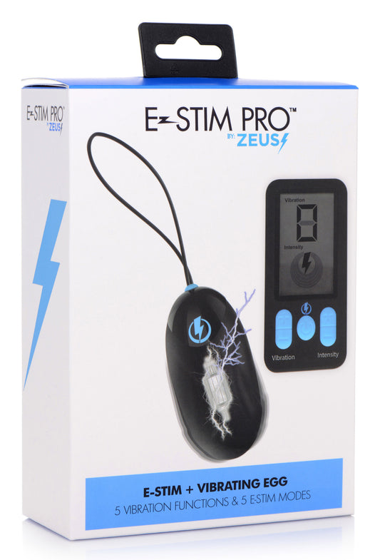 E-Stim Pro Silicone Vibrating Egg With Remote Control - Black - Not Very Vanilla