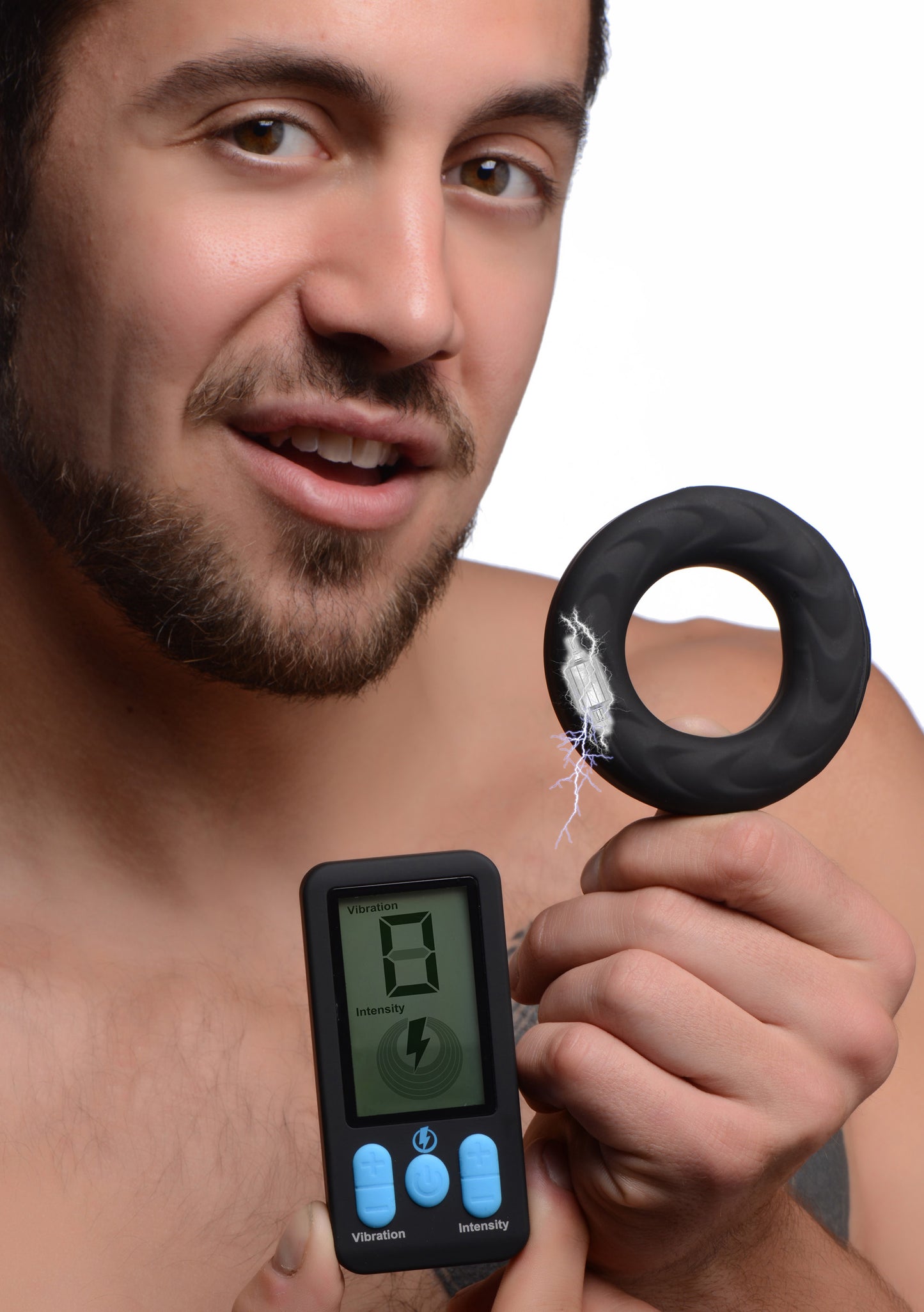 E-Stim Pro Silicone Cock Ring With Remote - Black - Not Very Vanilla