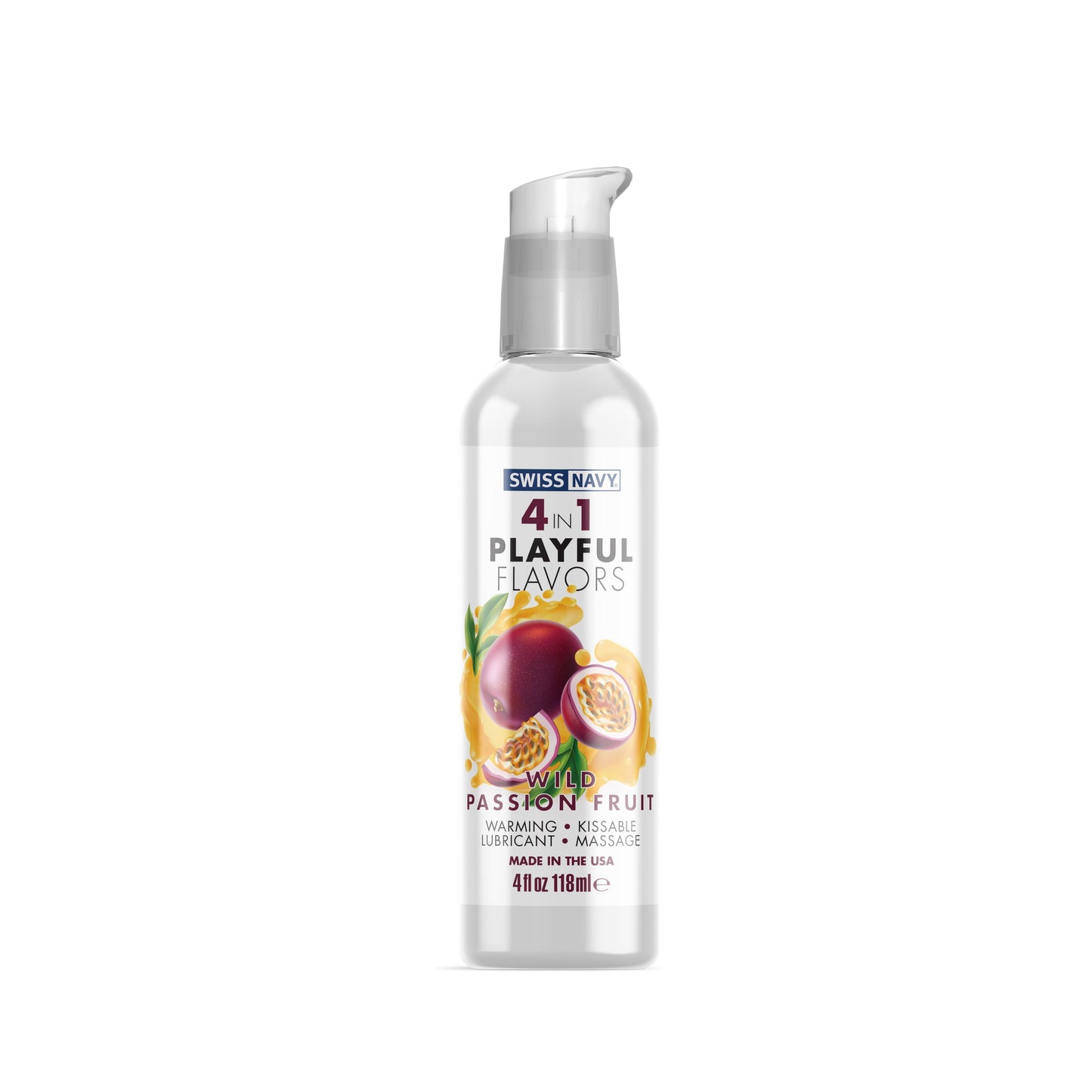 Swiss Navy 4-in-1 Playful Flavors - Wild Passion Fruit - 4 Fl. Oz. - Not Very Vanilla