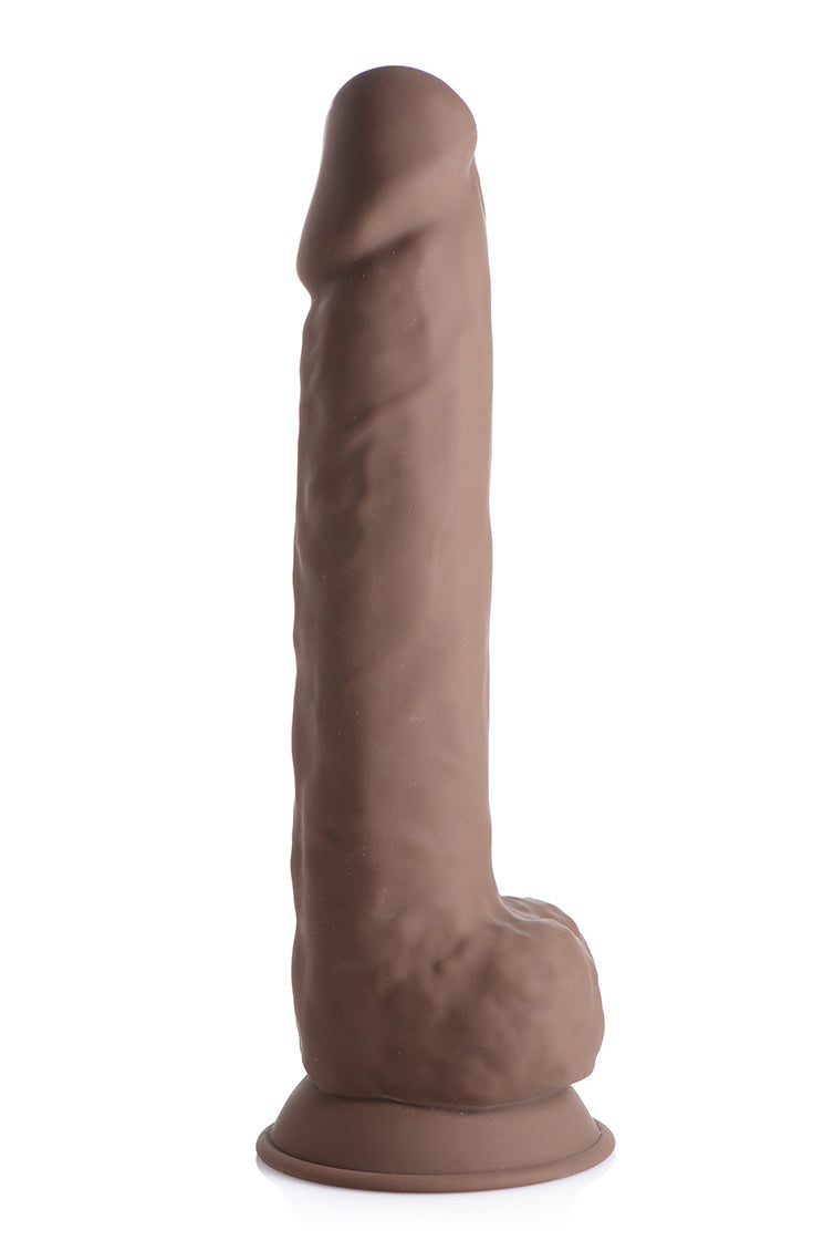 Fleshstixxx 10 Inch Silicone Dildo With Balls - Brown - Not Very Vanilla